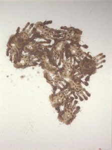 Richard Long, Mud hand Africa Map, 1985