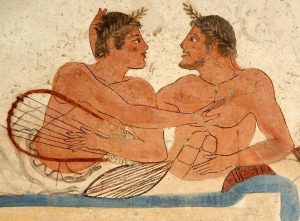 La fresque de la Tombe du Plongeur, Paestum (Poseidonia, Italie), commons.wikimedia.org