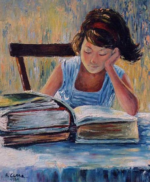 Antonio Cerra, Girl reading, 1967, antoniocerra.it