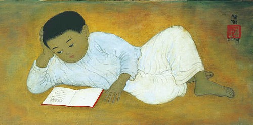 Mai Trung Thu, Child Reading a Book, 1968