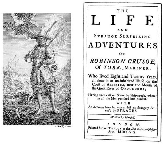 Robinson Crusoe, première édition, 1719, commons.wikimedia.org